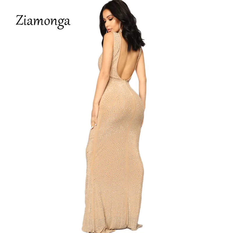 Ziamonga 2019 Vestidos Сексуальная блестками без рукавов трубы высокое средства ухода за