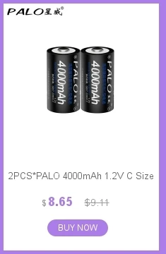 PALO светодиодный зарядное устройство для AA/AAA/SC/C/D/9 V nimh nicd аккумуляторная батарея+ 4 шт D размер nimh 8000mah батареи для фонарика нагреватель