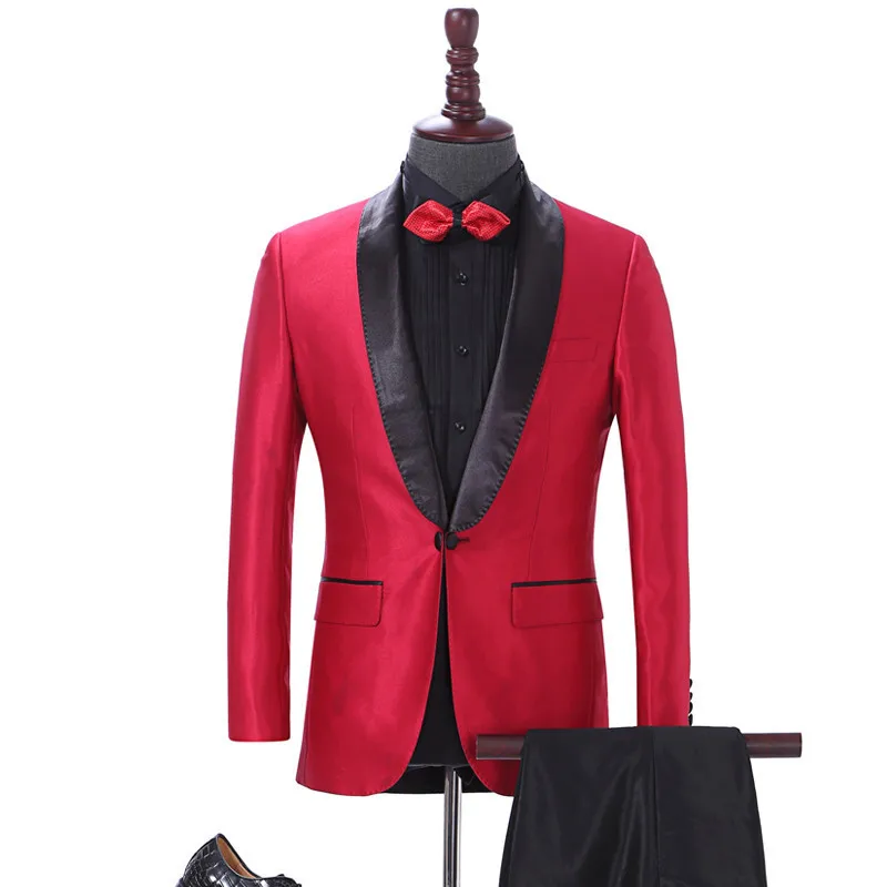 

Costume Homme Red Terno Masculino Men Suit 2Pieces(Jacket+Pant+Tie) Fashion Terno Tuxdeo Men Suit For Wedding Blazer