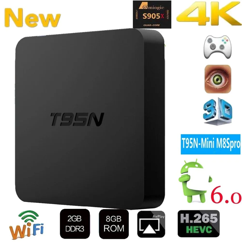 

Mini T95M M8S Pro Android TV BOX1G/2G/ 8G Amlogic S905 Quad Core Cortex-A53 Android 6.0 Support HDMI 2.4GHZ Wifi Streaming Media