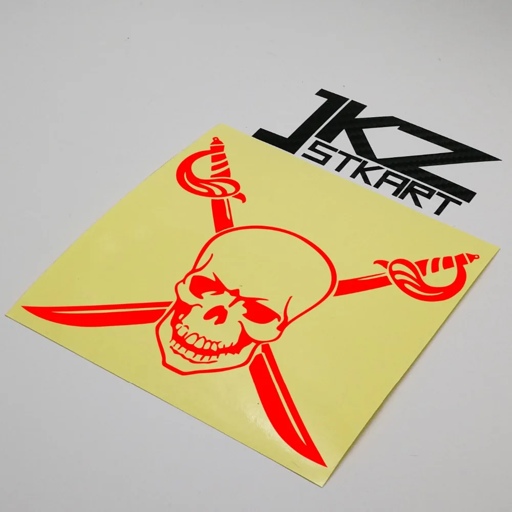 JKZ STKART Виниловая наклейка для автомобиля наклейка череп крест ножи пиратский знак 14х12 см для мотоцикла велосипедный шлем для ноутбука декорированный стикер