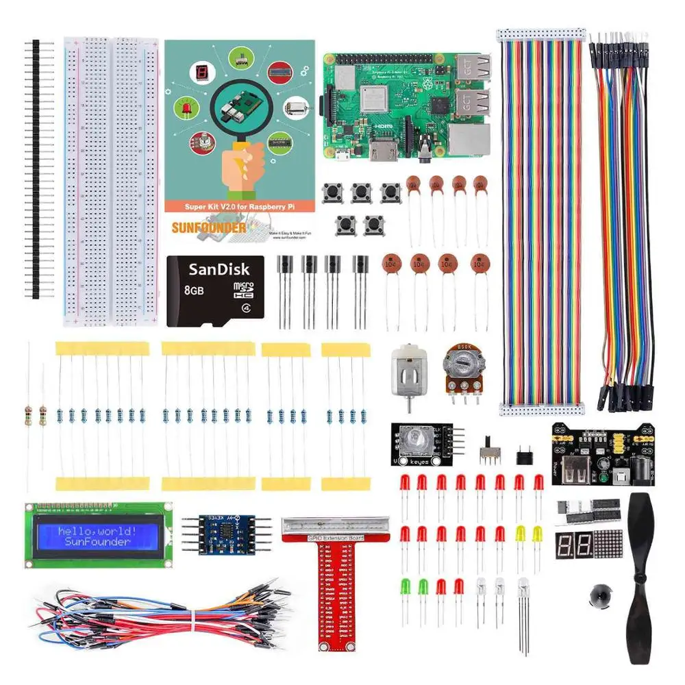 Bundle 2 Raspberry Pi Starter Kit Супер Комплект для Raspberry Pi 3 2 Модуль B+ С GPIO Плата Расширения Перемычку(Pi не входит - Цвет: Bundle 2