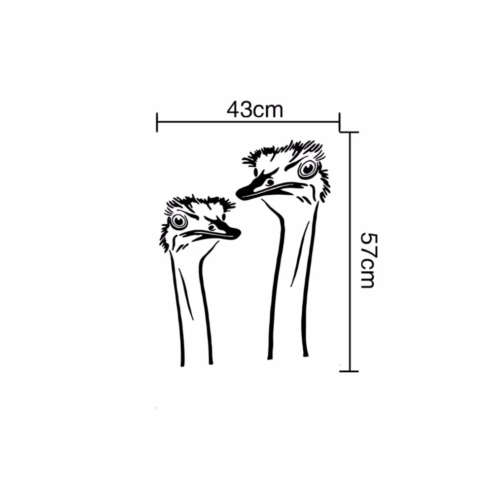 Пара милых виниловых настенных наклеек с головой страуса домашний декор