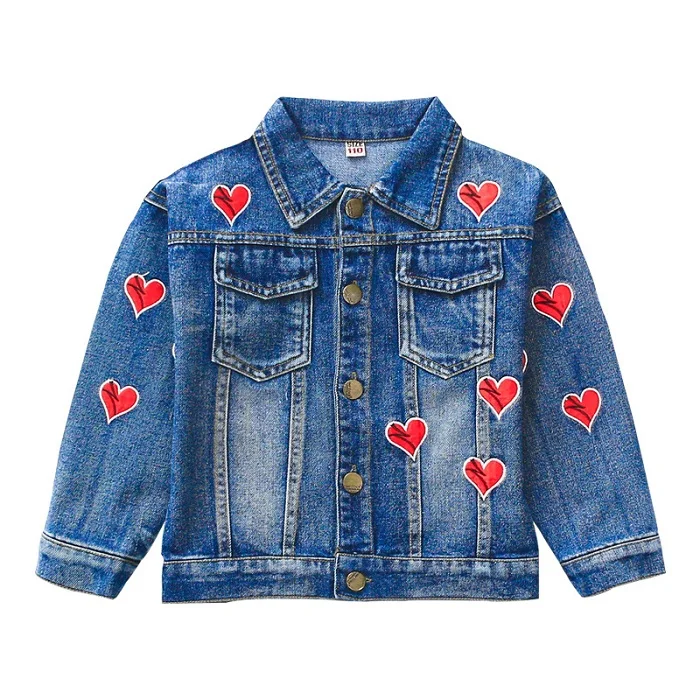 love blue Куртки для девочек с дырками в ковбойском стиле; Верхняя одежда для подростков; модные куртки с вышивкой для девочек; пальто; детская одежда; детская джинсовая куртка - Цвет: love blue