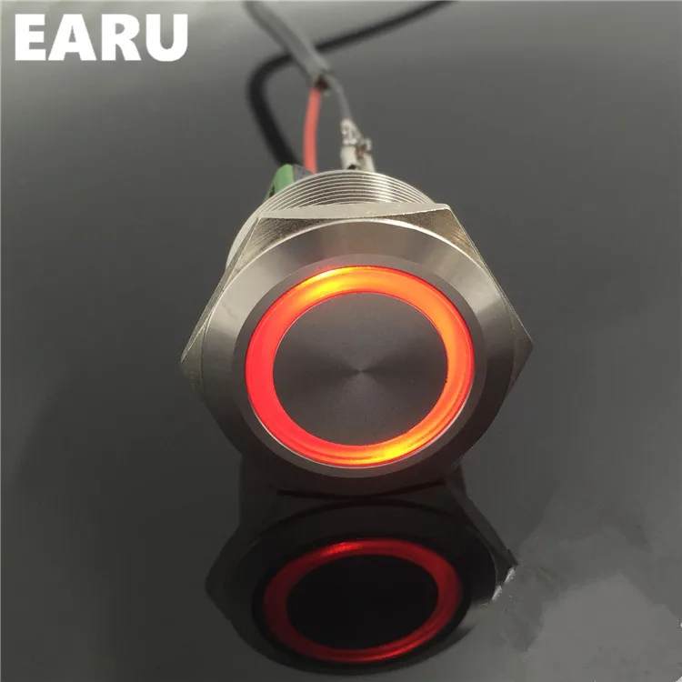 

28mm Metal Stainless Steel Waterproof Momentary Doorebll Bell Horn LED Push Button Switch Car Auto Engine Start PC Power Starter