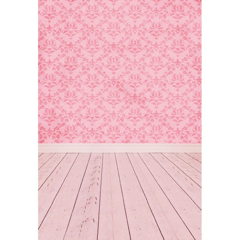 

5x7ft Peach Pink Damask Pattern Wood Wall Washable One Piece No Wrinkle Banner Photo Studio Background Backdrop Polyester Fabric