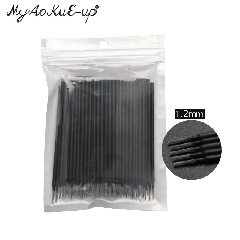 Black Small 100 набор кистей для макияжа, щетка для ресниц Microbrush мини кисти расширение одноразовые карандаше-аппликаторе Аппликаторы тушь для ресниц кисти инструменты - Handle Color: Black Small