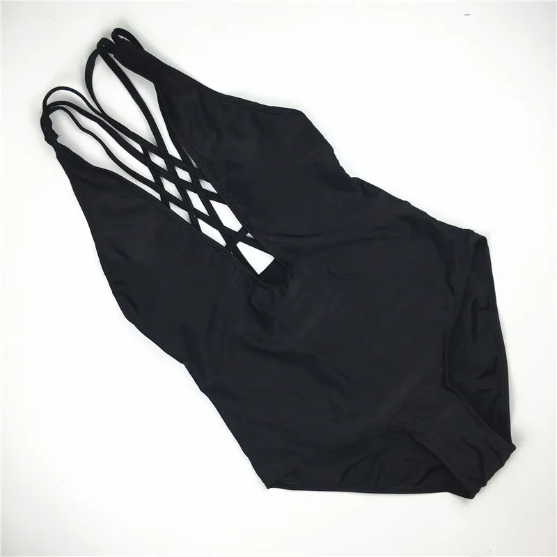 Сексуальный глубокий v-образный Вырез Цельный купальник женский Однотонный