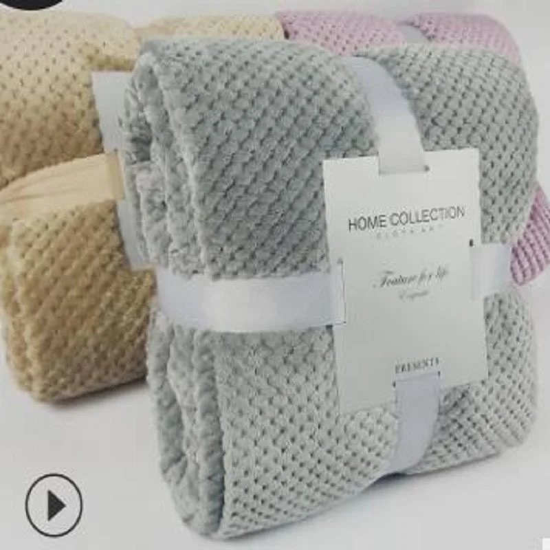 Теплое теплое однотонное Флисовое одеяло двойное Коралловое кондиционер