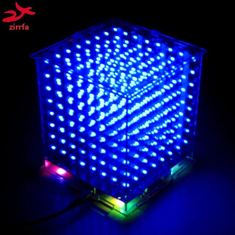 3D 8S 8x8x8 мини mp3 музыкальный светильник cubeeds Комплект Встроенный аудио спектр для tf-карты, светодиодный электронный diy комплект
