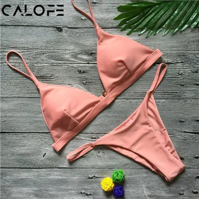 Pink Женское микро-бикини, набор, пуш-ап, одежда для плавания, Одноцветный, пляжный купальник, бразильские стринги, купальник для девочек, бикини, купальник для женщин - Цвет: Pink
