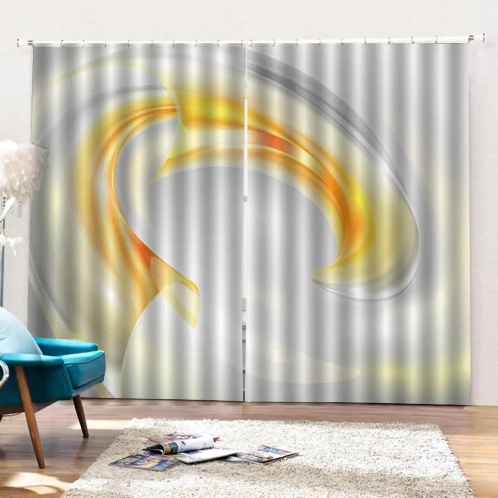 3D Curtain Luxury Blackout Window Living Room white yellow curtains curtain | Дом и сад