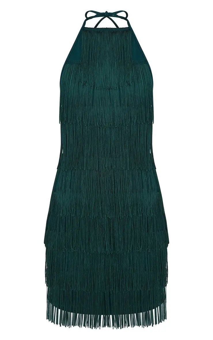 

2019 New Pattern sexy women summer Dress Suit-dress Reveal Back Bandage Tassels Wave Grain Camisole
