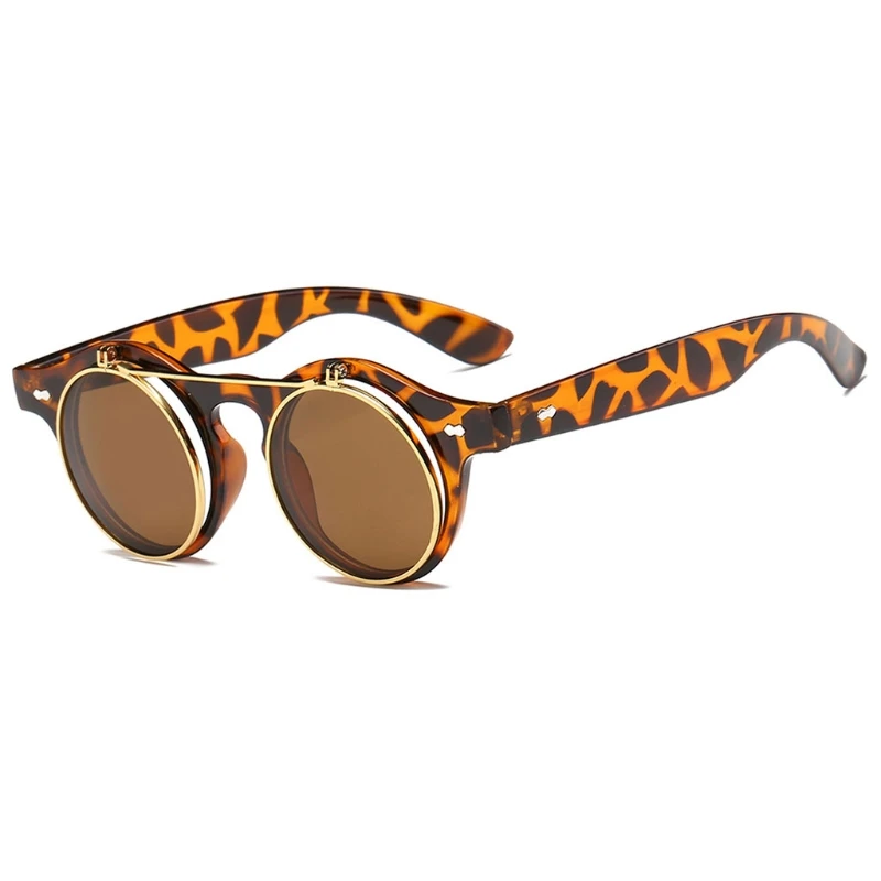 Steampunk Round Sunglasses Cover Clear Lens Sun Glasses Women Men Vintage Metal2018 New | Аксессуары для одежды
