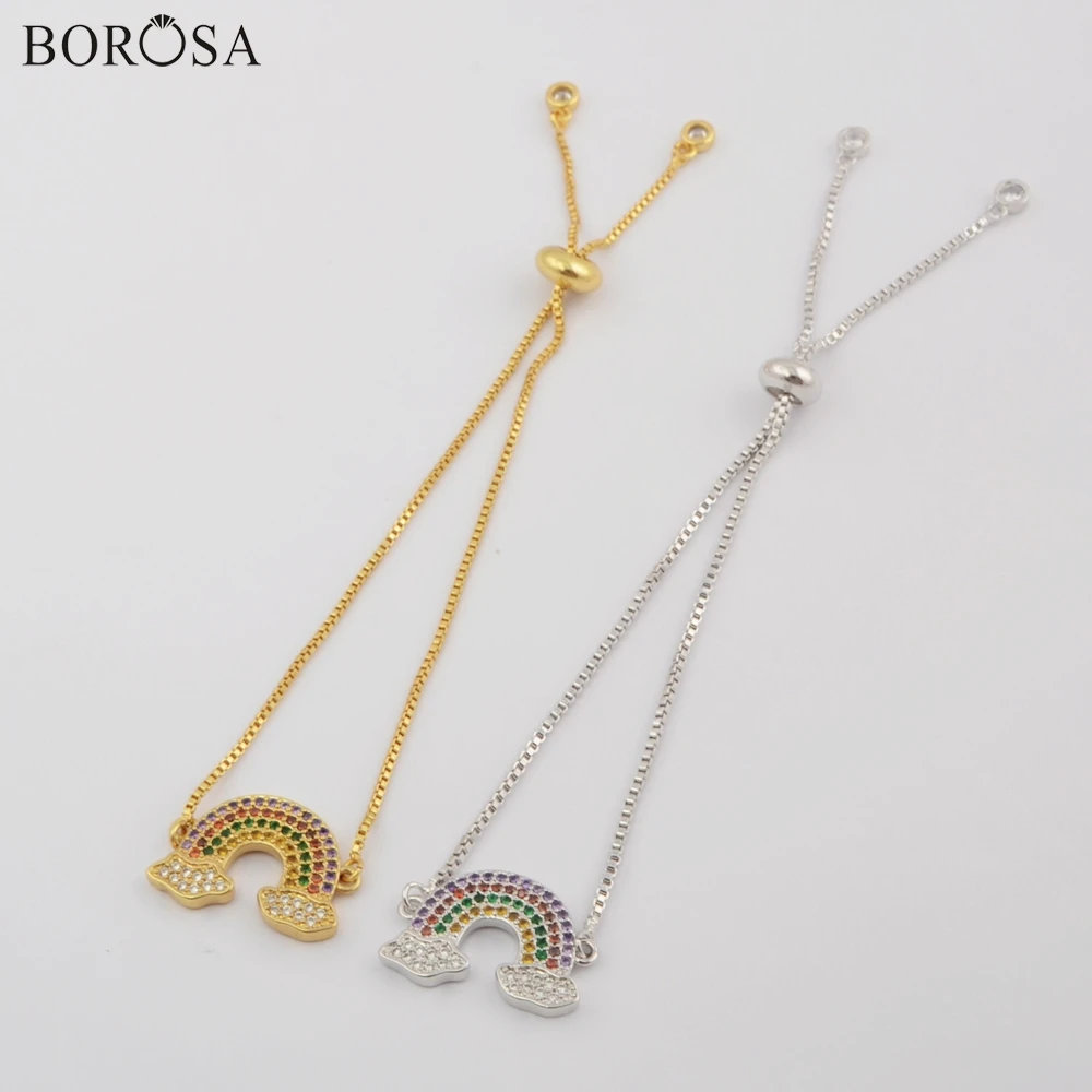BOROSA 10 шт. модная искусственная кожа CZ микро паве Разъем дюймов регулируемый