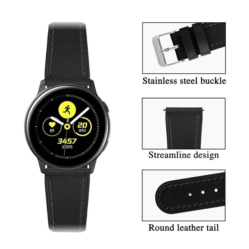 Tschick для samsung Galaxy Watch Active band, 20 мм быстросъемный роскошный ремешок из натуральной кожи для Galaxy 42 мм