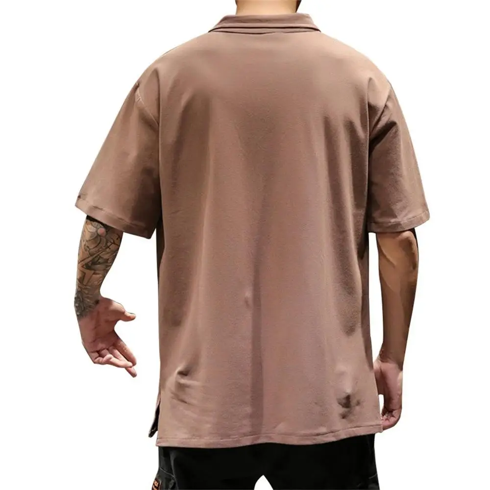 

Men's Summer Shirt Casual Fashion Patchwork Lapel Short Sleeve Top Pure Black White Male Streetwear New 2019 Clothes Plus Size