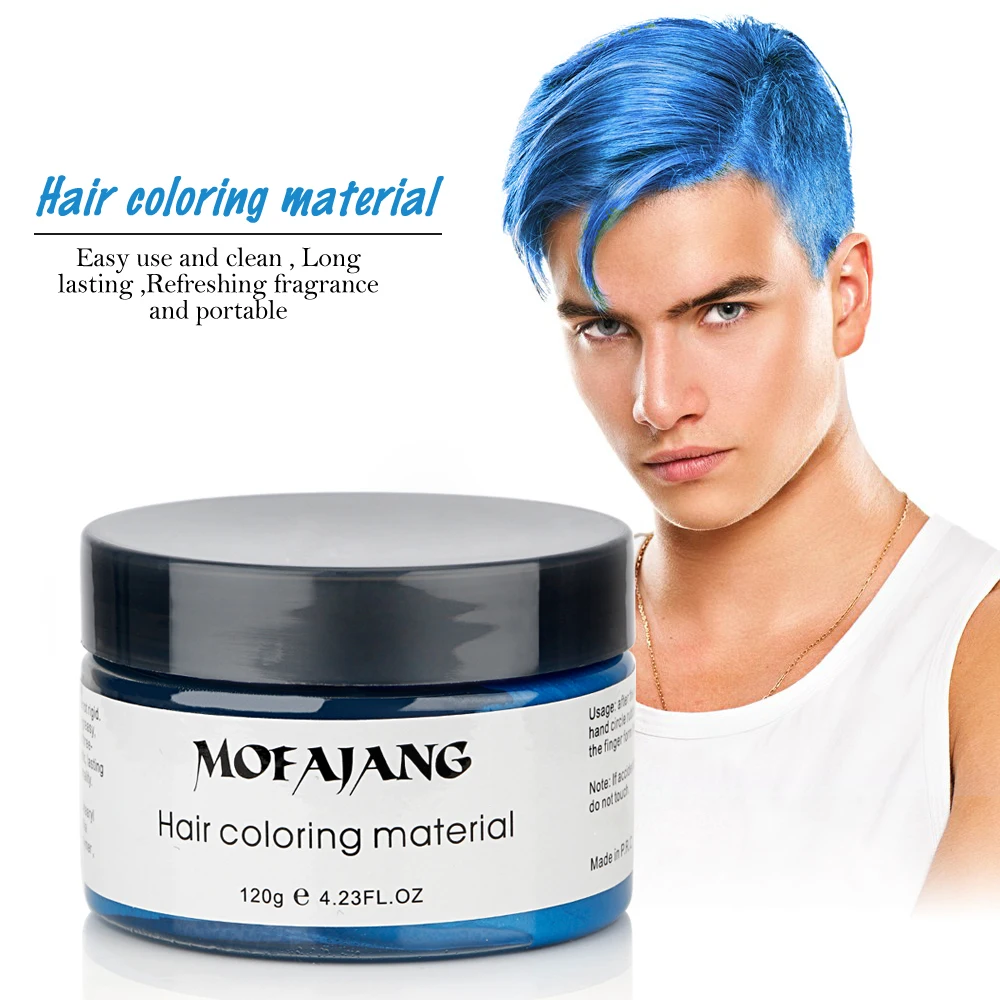 Mofajang цветной воск для волос, для укладки, с помпоном, серебристая, для бабушек, серая краска для волос, одноразовый, формовочный, цветной, глиняный крем, 7 цветов/комплект