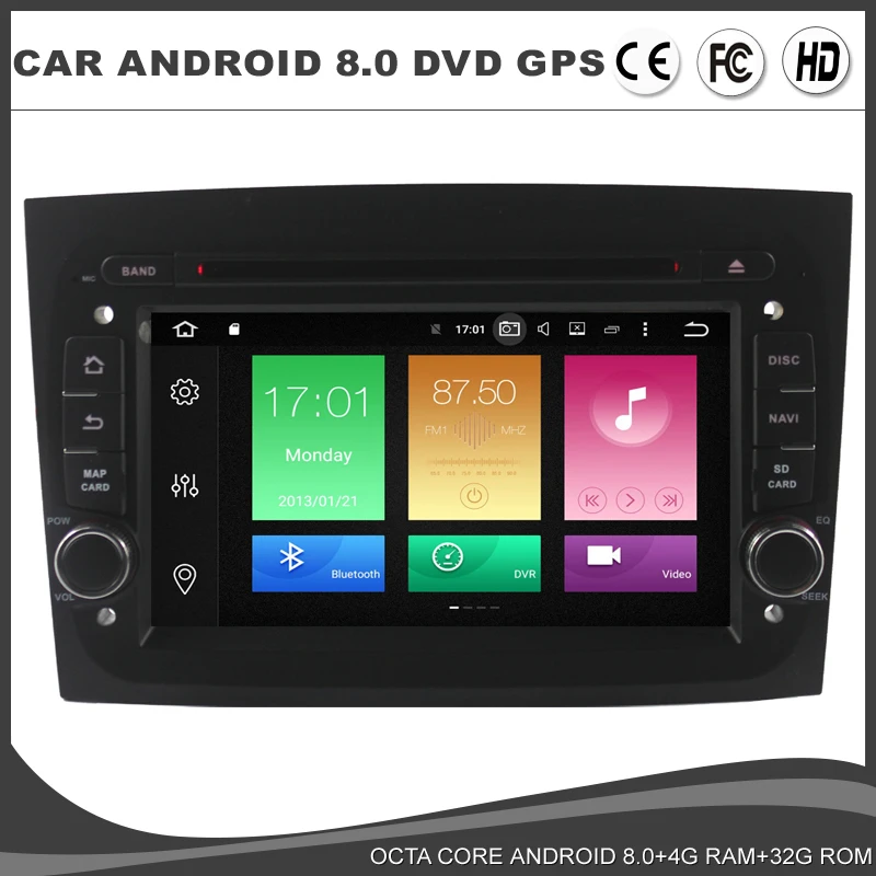 7 &quotAndroid 8 0 Восьмиядерный автомобильный DVD GPS плеер для FIAT DOBLO 2016 радио 4 ГБ ОЗУ + 32 Гб