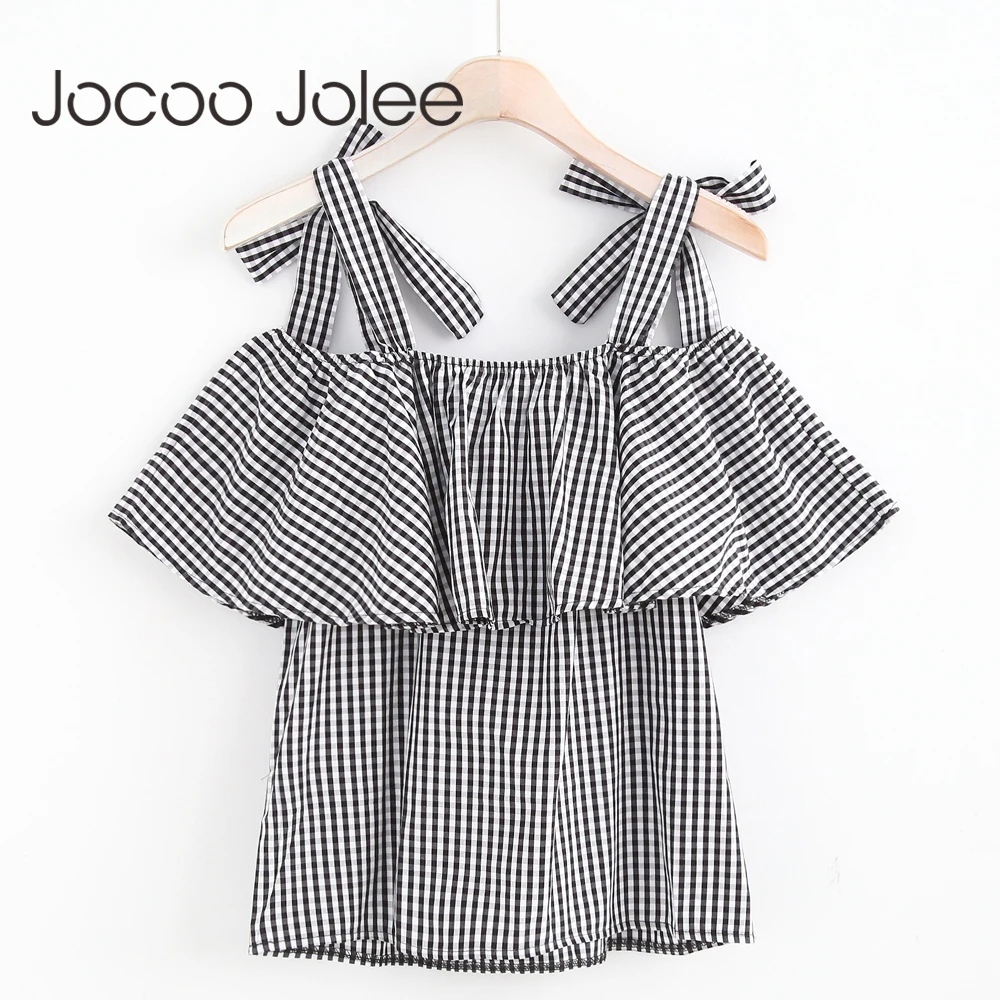 Топ Jocoo Jolee Женский на шнуровке пикантный топ с открытыми плечами и оборками