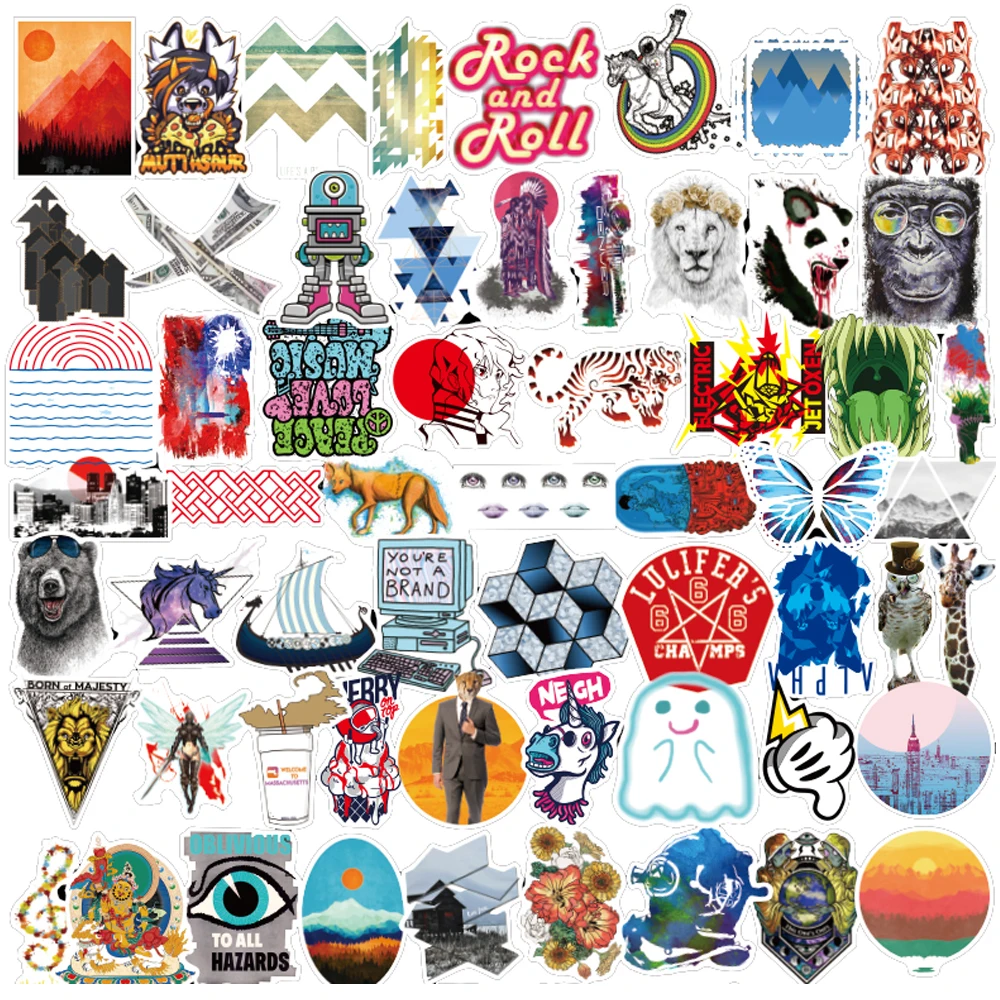 100 шт граффити случайные Наклейки Смешанные аниме крутые наклейки DIY багаж