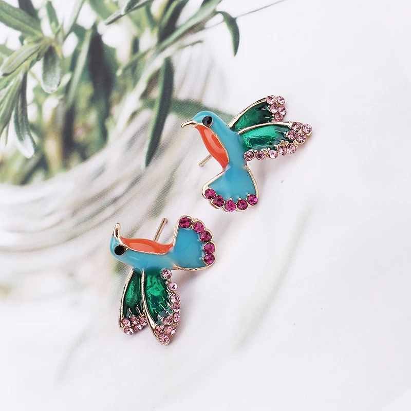 Fashion Punk Style Animal Earring Enamel Bird Drop Anti Allergy Women Crystal | Украшения и аксессуары
