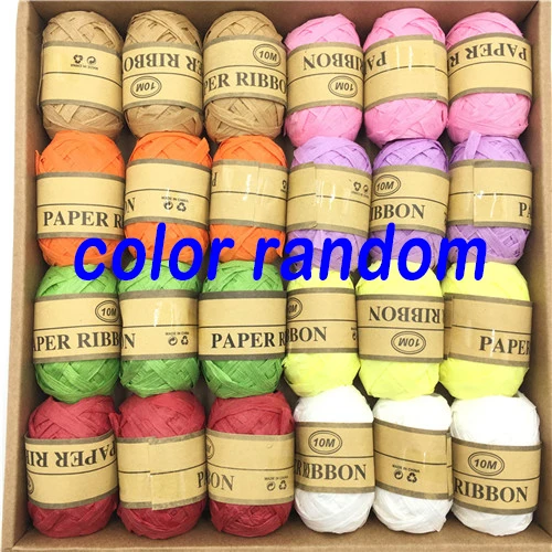 Mixed color-flat 24 рулона/лот DIY лента рафия бумажная веревка Подарочная коробка струнная веревка Ремесло Свадьба День Рождения Вечеринка метки декоративная обертка вечерние принадлежности - Цвет: Mixed color-flat