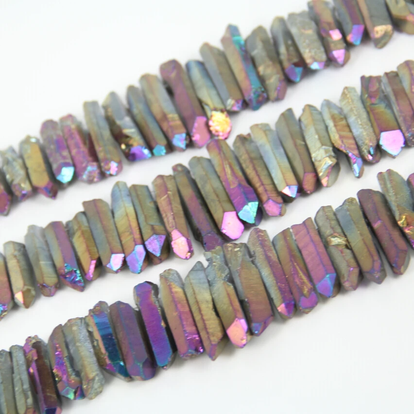 Ожерелье с кристаллами объемный бисер из натурального титана | Украшения и