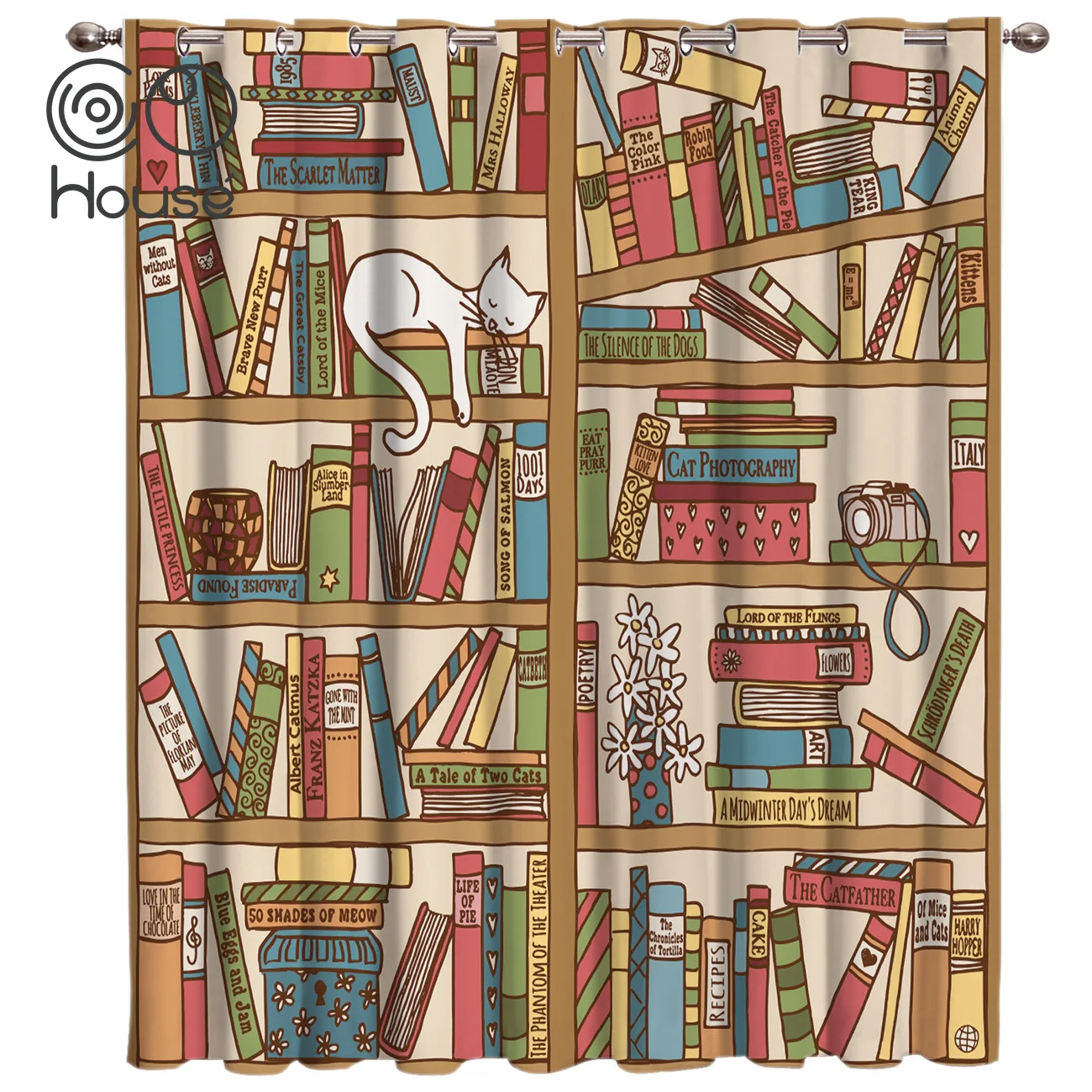 Кокосовая мультяшная книжная полка спальная кошка занавески для комнаты большие