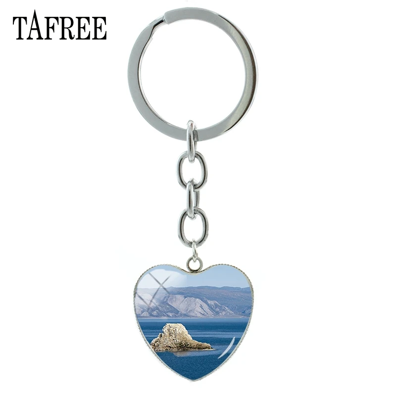 Брелки TAFREE с изображением Байкальского озера подвеска в виде синего сердца