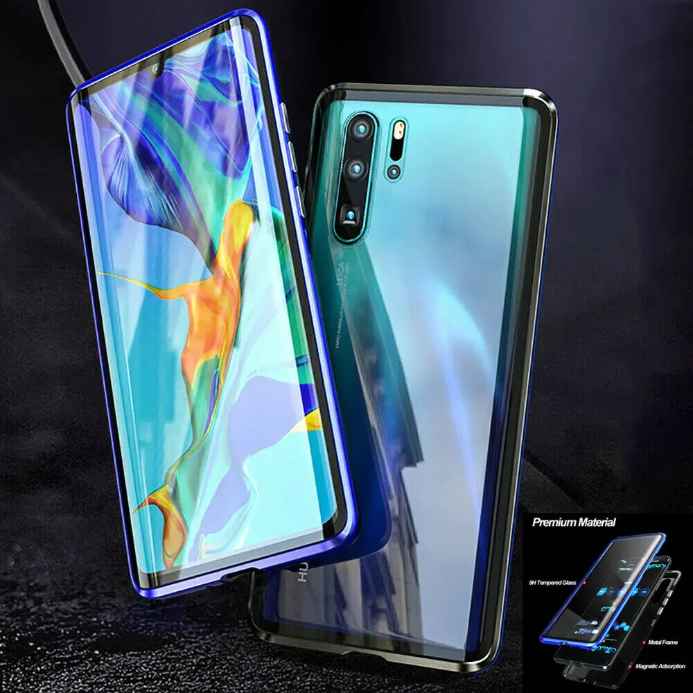 Для Huawei P30 Pro Магнитный чехол передняя + задняя двухсторонняя 9H закаленное стекло