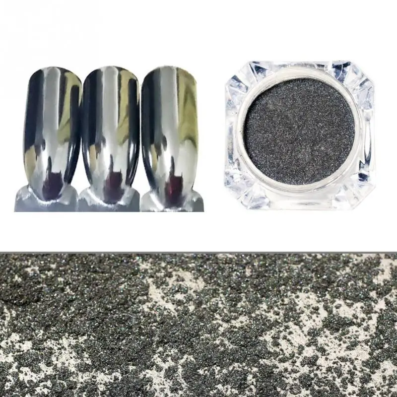 1 бутылка черное зеркало порошок ослепительно ногтей Блестящая обувь с