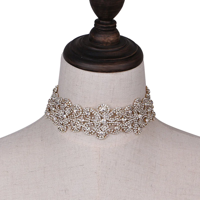 Женское винтажное ожерелье JUJIA чокер с цветами и стразами N1405|fashion choker|rhinestone