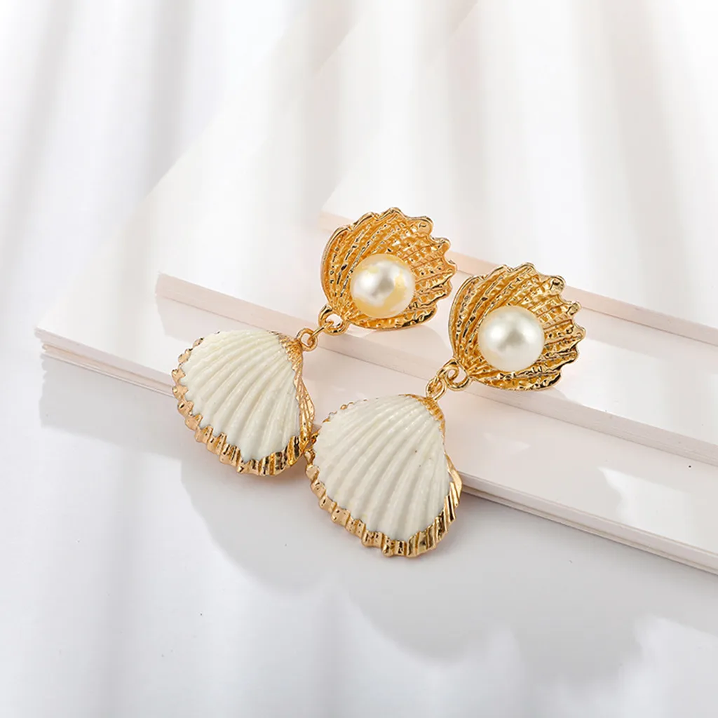 Женские серьги Boho с жемчугом в виде раковины L0702 2019|Серьги-подвески| |