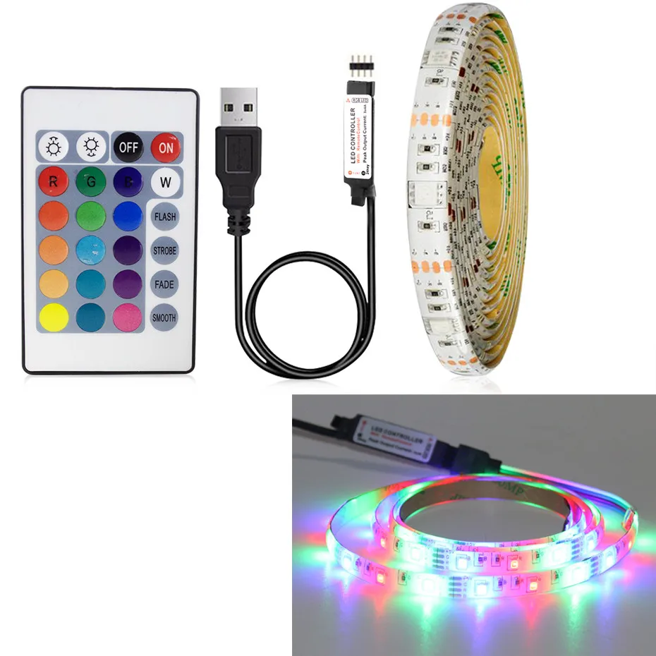 RGB Waterproof RGB Led Strip Lights USB LED TV Backlight with Remote DC5V Color Changing Rope Light Flexible Bias Lighting for HDTV - Испускаемый цвет: RGB