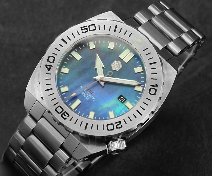 Мужские часы Lugyou San Martin Deep Sea Diver, автоматический Сапфир, водонепроницаемость 500 м, светящаяся нержавеющая сталь, ограниченная серия