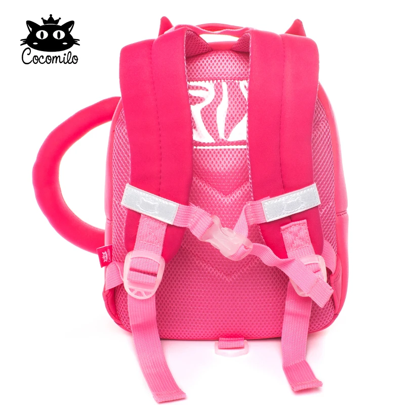 Cocomilo Kids School Backpack Girls Lovely Pink Cat Printing Anti-lost Baby Bag with Belt Cute Kindergarten Animal School Bag