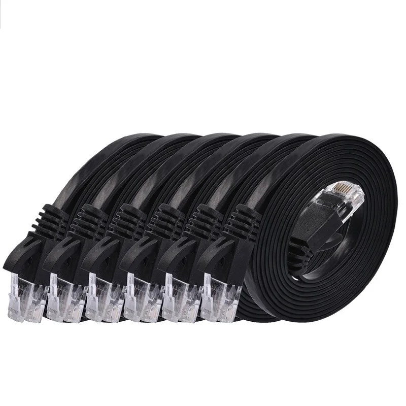 Кабель Ethernet CAT6 плоский UTP 2 м 6 шт. в упаковке RJ45 черный/синий/белый цвет |