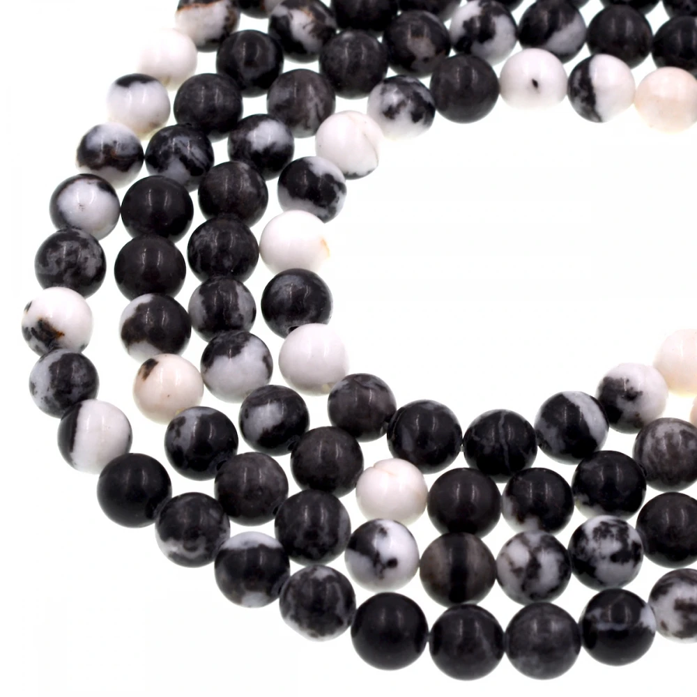 

Natrual stone 10mm round white black zebra jaspers beads full strand