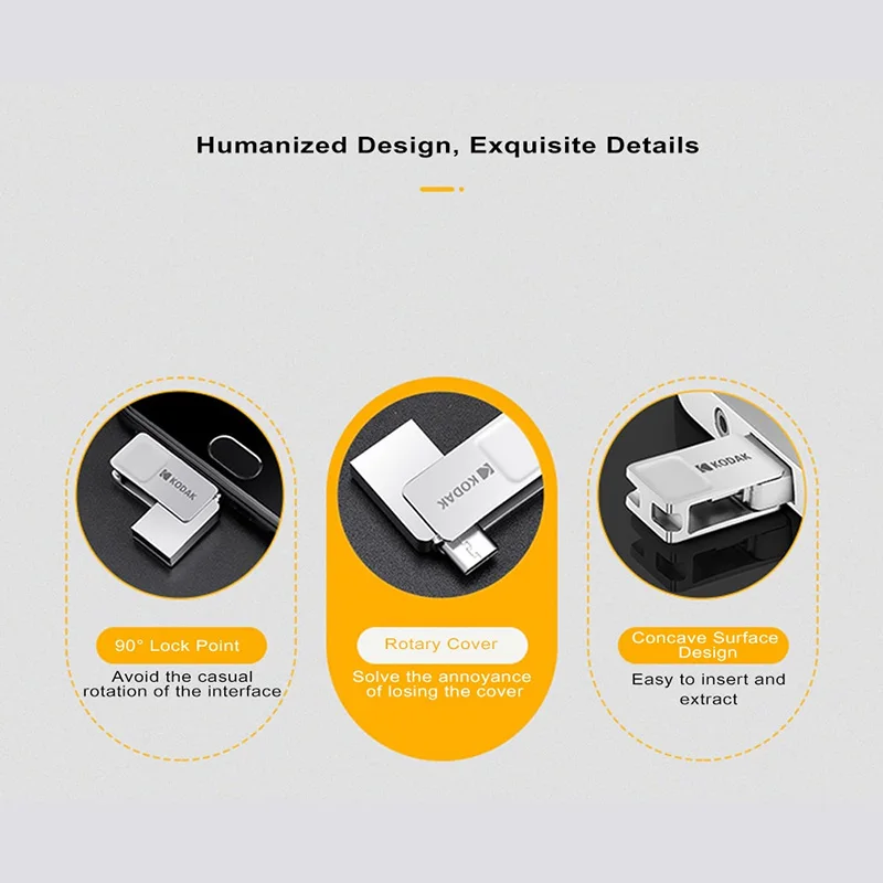 Kodak K223B металлический USB3.1 Micro USB OTG двойной интерфейс флэш-накопитель 16 ГБ 32 64 Гб