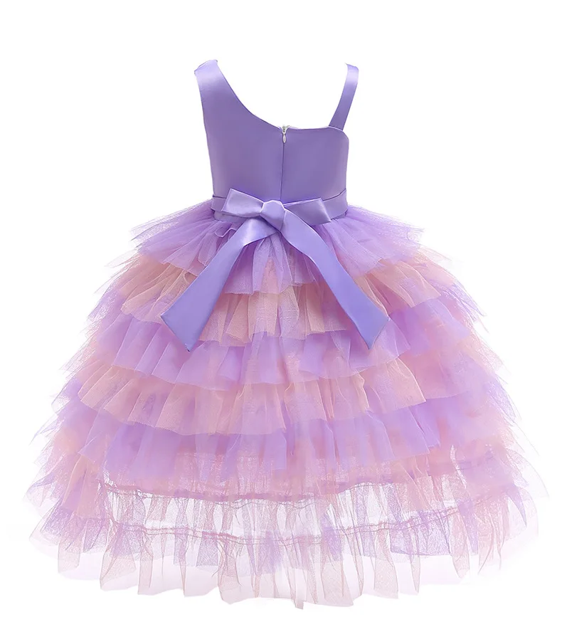 2019 New Girls Dress Rose Flower Children Dresses Sleeveless Lace Pageant clothing Princess Kids Wedding Party Gowns Prom Clothe | Детская