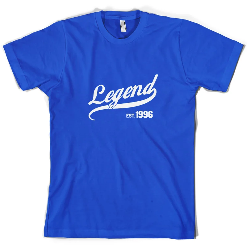 Legend Est 1996-Мужская футболка-10 цветов-подарок на 18-й день рождения-подарок с именем