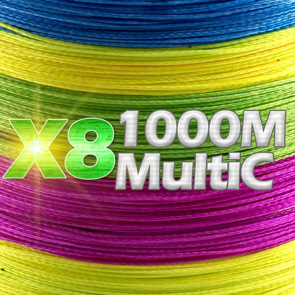 X8-1000M-MultiC JOSBY 300 м 500 м 1000 м 4 нити 8 нитей многоцветная ПЭ плетеная проволока многофиламентная супер сильная леска 4 вида цветов 10-80 фунтов - Цвет: X8-1000M-MultiC