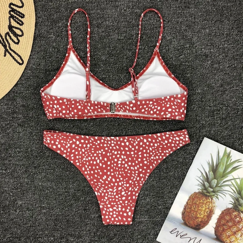2019 Women Sexy Dot Printed Low Waist Bikini Sets Brazilian Female Swimwear Bathing Suits Push Up Summer Beach Wear |