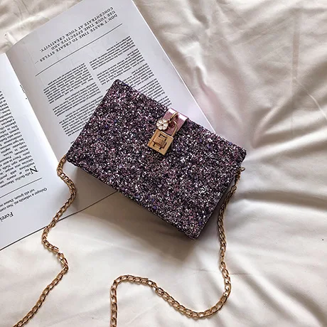 2019 Новая модная цепочка на одно плечо BagSequins женская сумка классическая сияющая