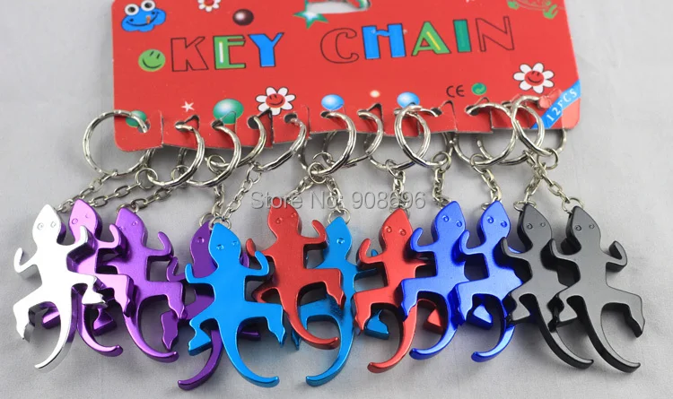 12Pcs Fashionable Lizard Metal Bottle Opener Can opener with Keyring Keychain Promotional Gift--Free shipping | Украшения и