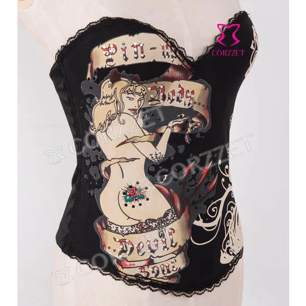 Латексный Бурлеск Корректирующее белье корсажное для женщин Женский черный