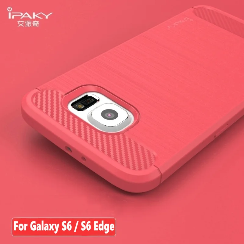 Оригинальный Чехол iPaky для samsung Galaxy S6 Edge углеродное волокно текстура матовый