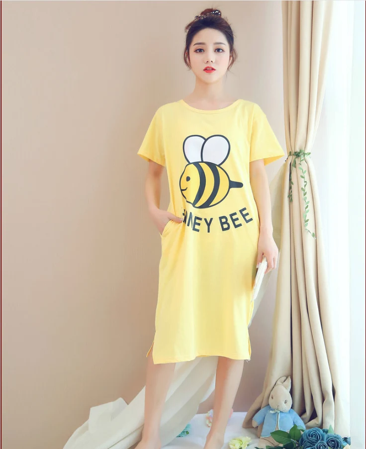 Ms./хлопковая ночная рубашка с короткими рукавами для милых девочек|cotton nightdress|summer