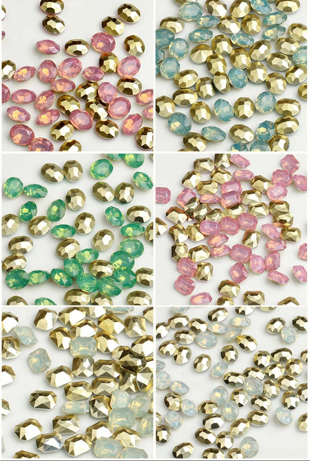 

Стразы для ногтей с опаловым кристаллом, размер 100, шт./упак., 6 х8 мм, 7 х10 мм, s для 3d очаровательной смолы, 32 вида, Стразы для ногтей с опалом